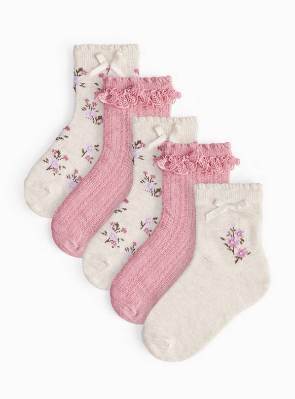 Frill Trim Ankle Socks 5 Pack 12.5-3.5